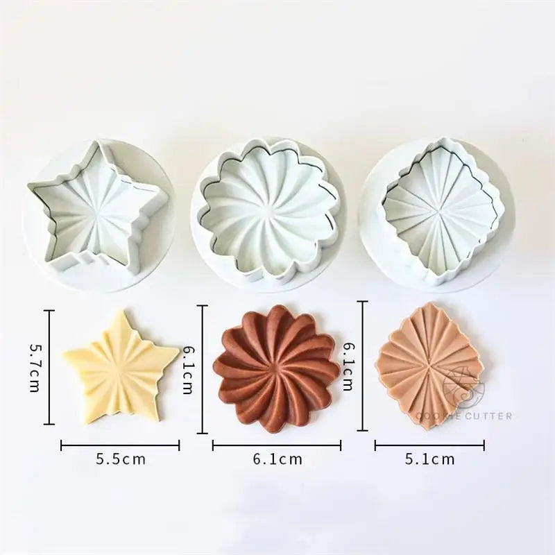 3D Chocolate Sandwich Cookie Cutter & Fondant Stamp – Floral Biscuit Mould for Cake Decorating and Baking Supplies