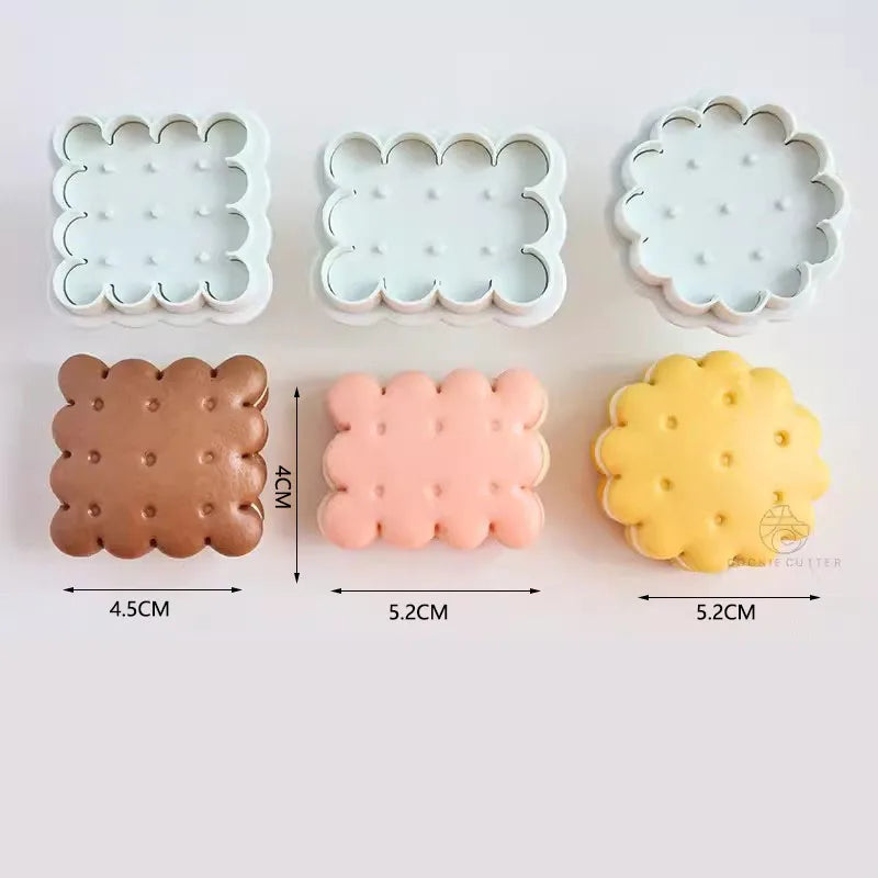 3D Chocolate Sandwich Cookie Cutter & Fondant Stamp – Floral Biscuit Mould for Cake Decorating and Baking Supplies